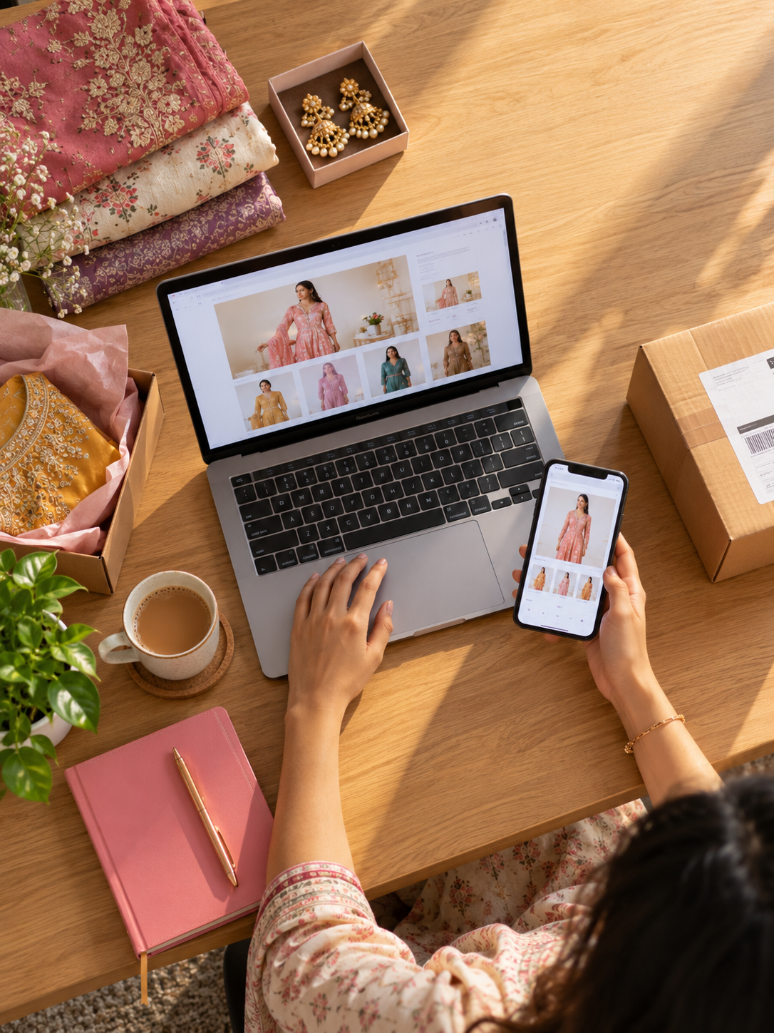 Mumbai D2C fashion and jewellery store on laptop and phone