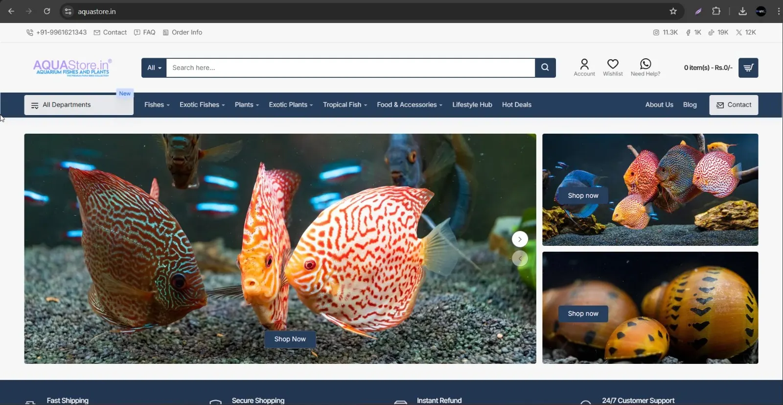 Aqua Store website