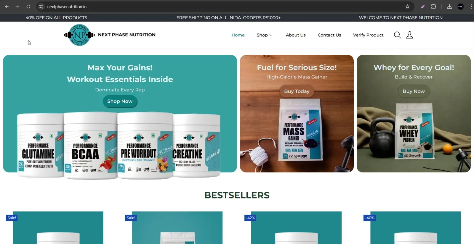 Next Phase Nutrition website