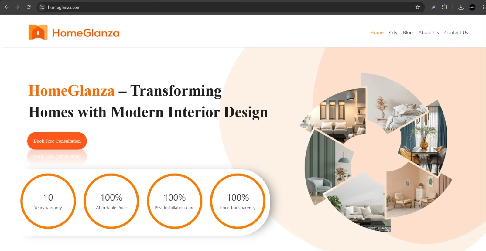 Home Glanza website