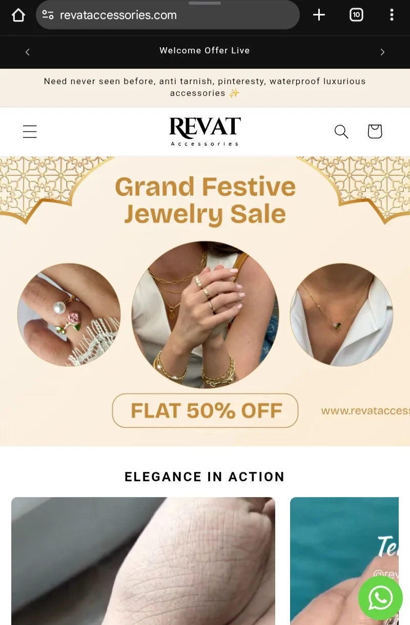 Revat Accessories Shopify store on mobile