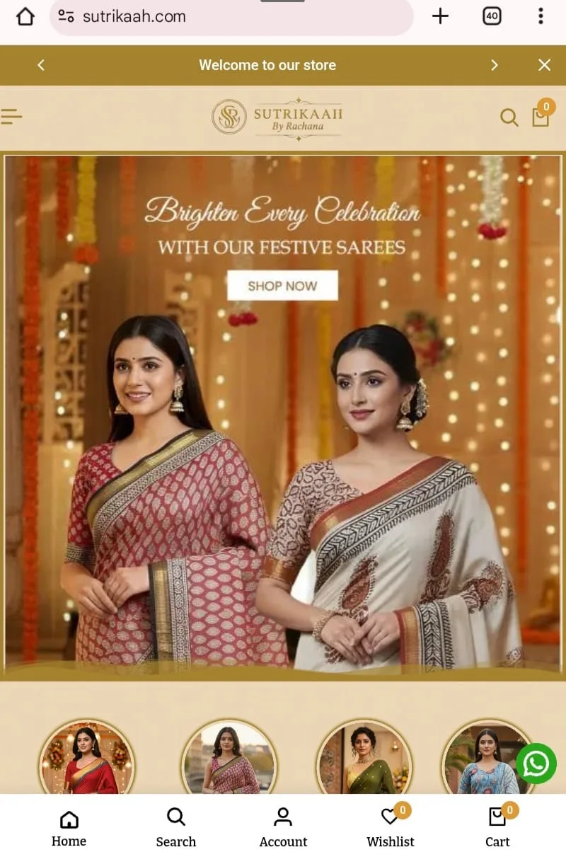 Sutrikaah Shopify store on mobile