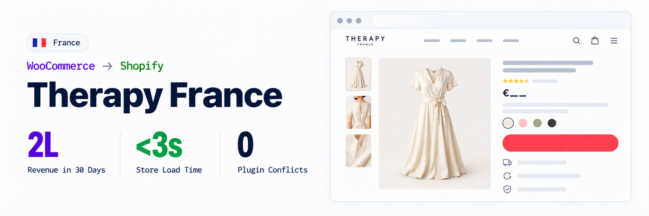 Therapy France migrated from WooCommerce to Shopify
